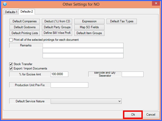 fmcg sale voucher configuration other settings